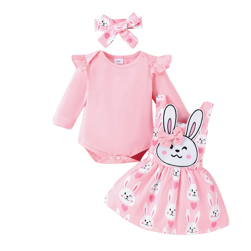 Baby Girls Easter Outfit, Long Sleeve Romper with Cartoon Rabbit Overall Dress Headband
Baby Girls Easter Outfit, Long Sleeve Romper with Cartoon Rabbit Overall Dress Headband