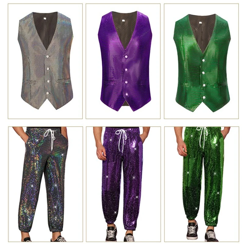 2025 модный крутой зеленый/фиолетовый градиентный жилет + брюки с манжетами для мужчин, комплект жилета и брюк для вечеринок в ночном клубе, уличных танцев
2025 модный крутой зеленый/фиолетовый градиентный жилет + брюки с манжетами для мужчин, комплект жилета и брюк для вечеринок в ночном клубе, уличных танцев