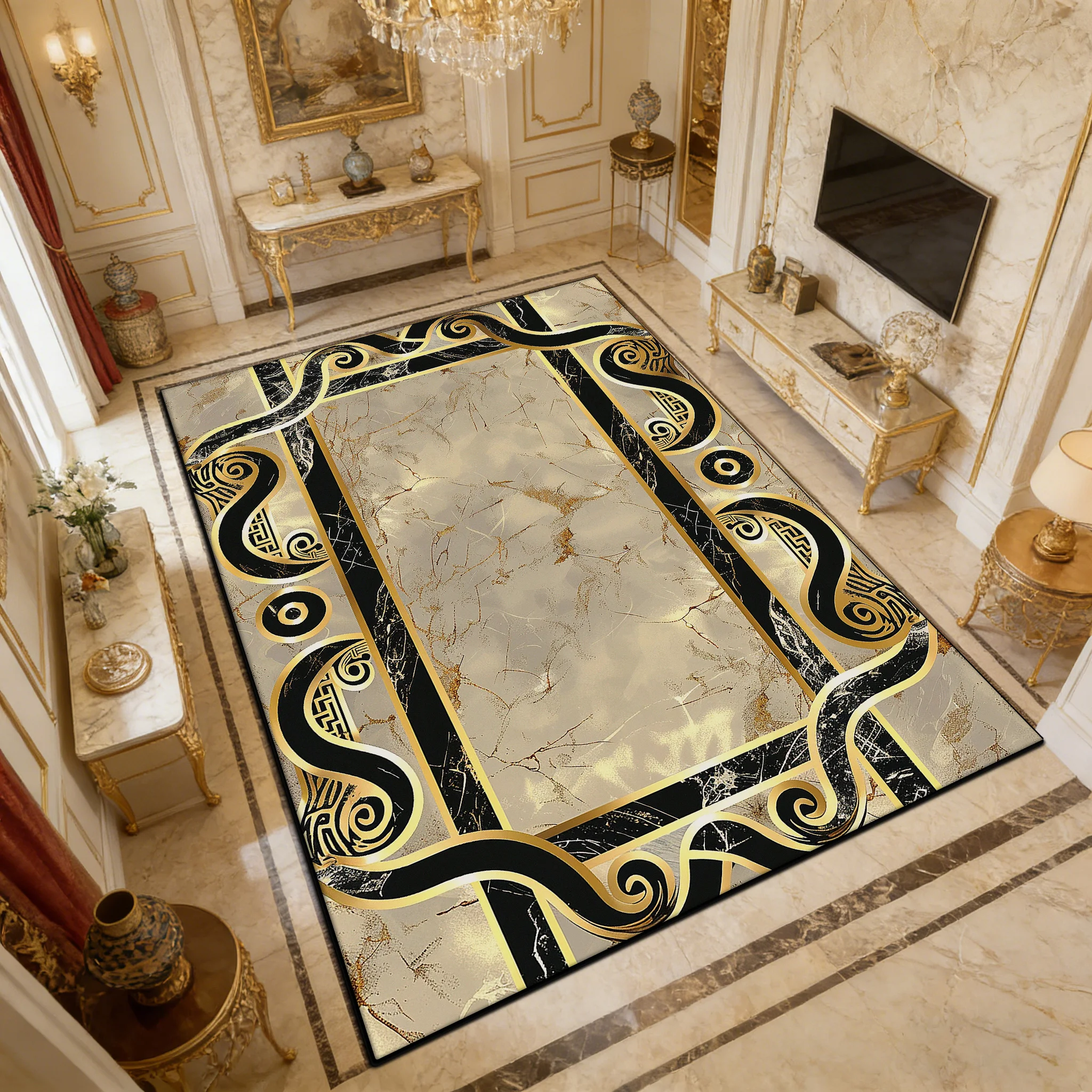 Luxury European Style Large Living Room Carpet Gold Striped Pattern Washable Antiskid Rug Study Bedroom Foldable Soft Foot Mat
Luxury European Style Large Living Room Carpet Gold Striped Pattern Washable Antiskid Rug Study Bedroom Foldable Soft Foot Mat