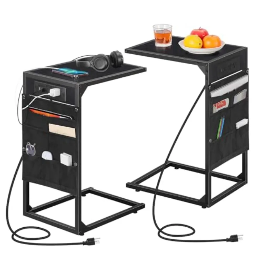 C Shaped End Table Set of 2, TV Tray with Charging Station, USB Ports and Outlets, Slide Under Couch, Storage Bag, for Small Sp
C Shaped End Table Set of 2, TV Tray with Charging Station, USB Ports and Outlets, Slide Under Couch, Storage Bag, for Small Sp