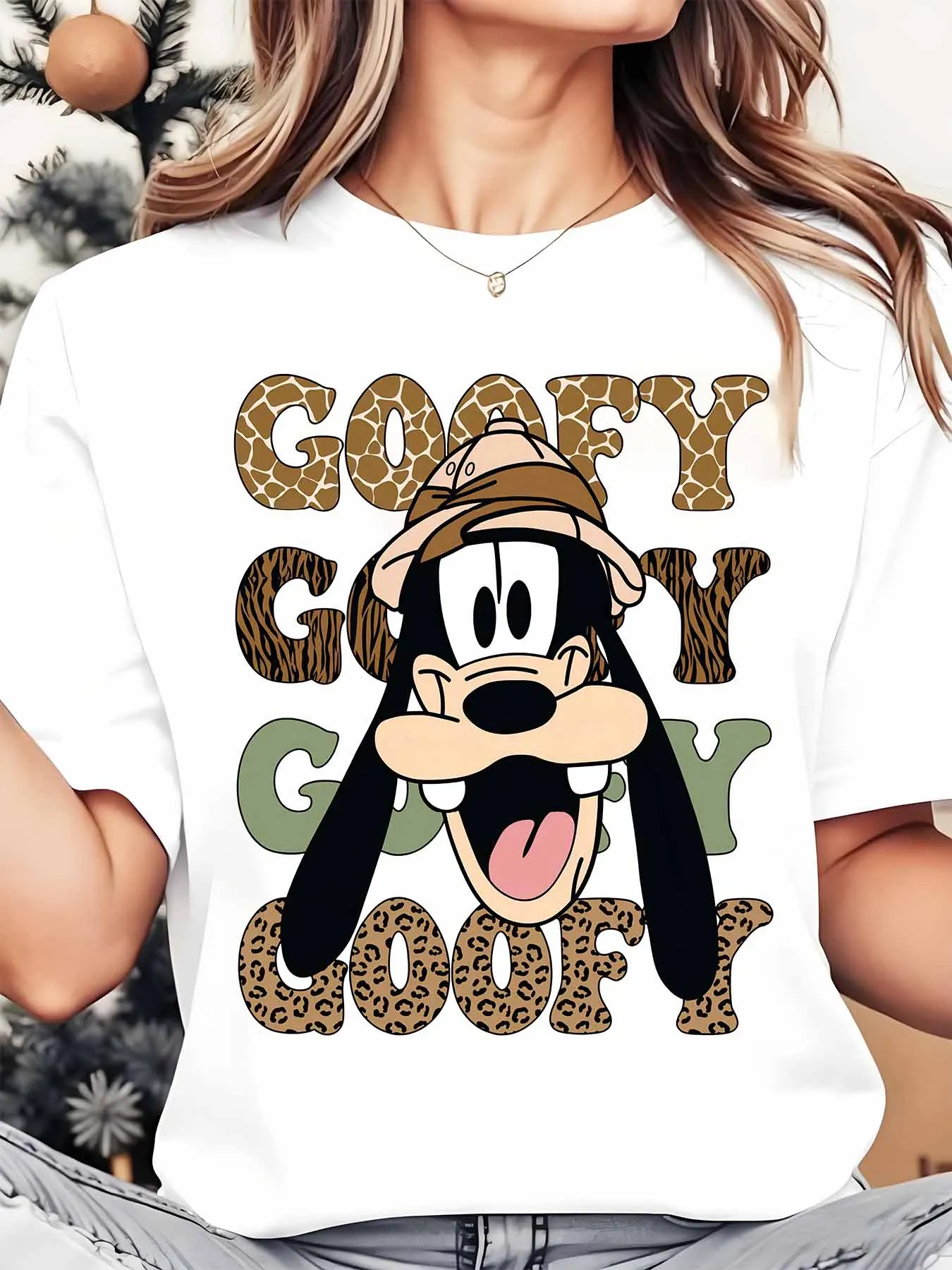 Disney Goofy Character With Animal Print Text Women's Round Neck Shirt Summer Tops Comfortable Unisex Casual Short Sleeve Tee
Disney Goofy Character With Animal Print Text Women's Round Neck Shirt Summer Tops Comfortable Unisex Casual Short Sleeve Tee