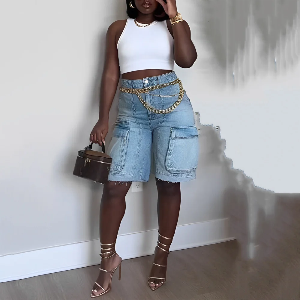 New Jeans Pants for Woman High Waisted Straight Pocket Knee Length 2025 Summer New High Elastic Ladies High Street Wear Shorts
New Jeans Pants for Woman High Waisted Straight Pocket Knee Length 2025 Summer New High Elastic Ladies High Street Wear Shorts