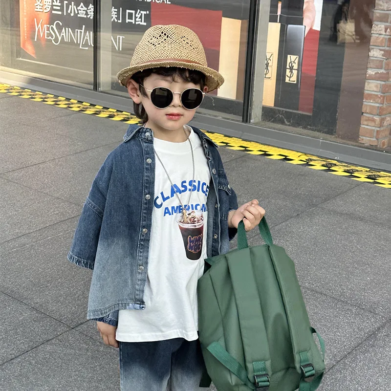 2023 Summer New Fashion Children's Short-sleeved Shorts Two-piece Denim Gradient Color Suit Boutique Clothing Simple Style
2023 Summer New Fashion Children's Short-sleeved Shorts Two-piece Denim Gradient Color Suit Boutique Clothing Simple Style
