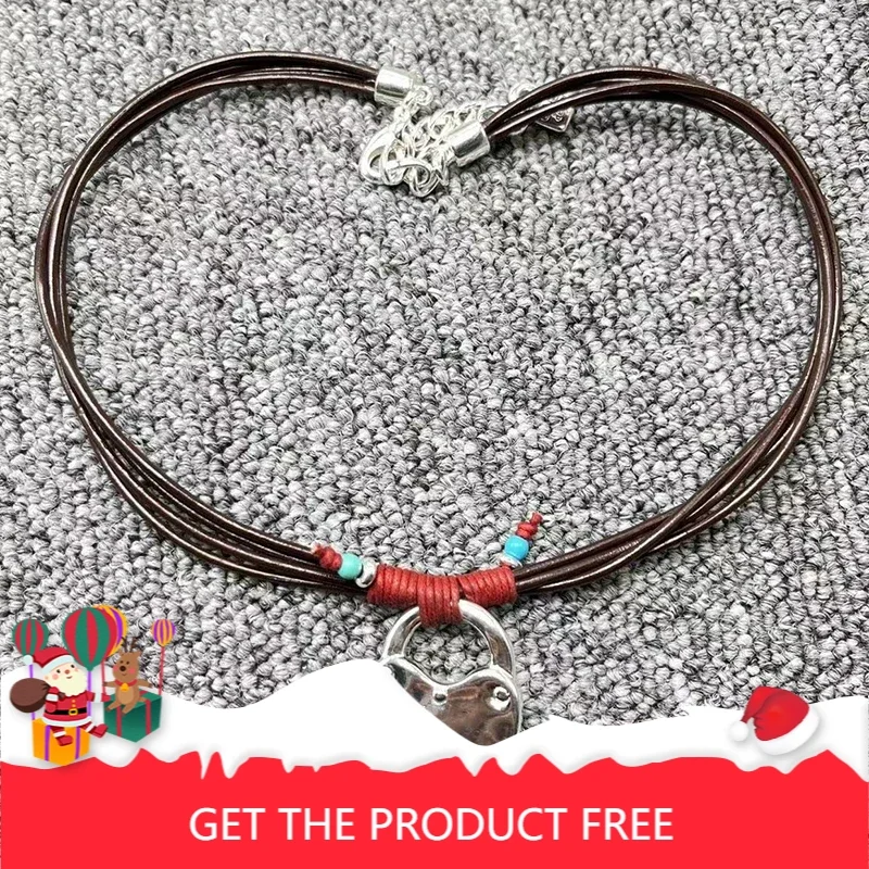 HOT Unique European and American Personality Leather Rope Love Lock Necklace Women's Festival Gift
HOT Unique European and American Personality Leather Rope Love Lock Necklace Women's Festival Gift