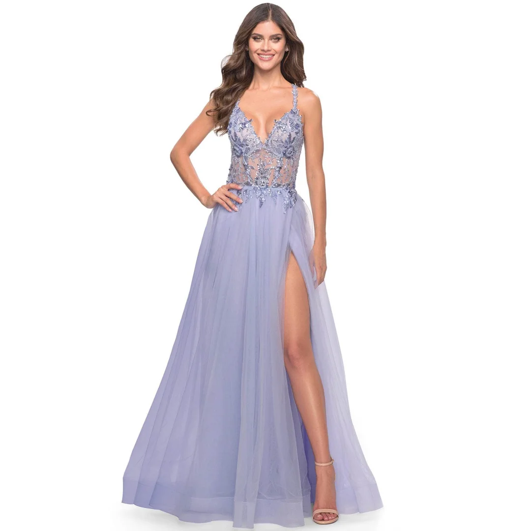 Sexy Prom Dresses Women Side Slit Evening Dress Lace Sequins Transparent Party Celebrity Vestido de Novia Customized
Sexy Prom Dresses Women Side Slit Evening Dress Lace Sequins Transparent Party Celebrity Vestido de Novia Customized