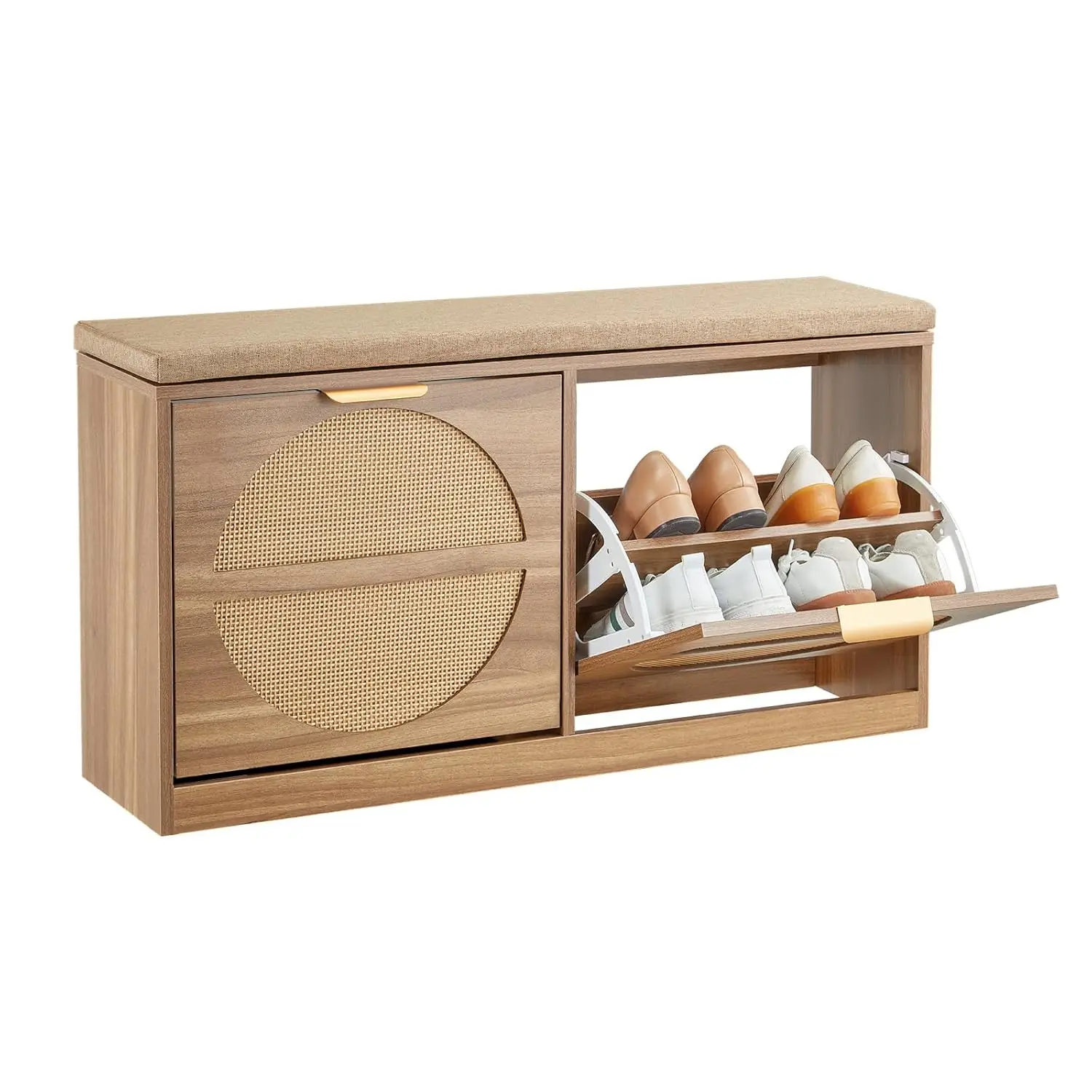 Shoe Storage Bench, Rattan Entryway Bench with Coat Rack & Padded Cushion, Shoe Cabinet Holds up to 440 lbs, 38.9x, Customized
Shoe Storage Bench, Rattan Entryway Bench with Coat Rack & Padded Cushion, Shoe Cabinet Holds up to 440 lbs, 38.9x, Customized
