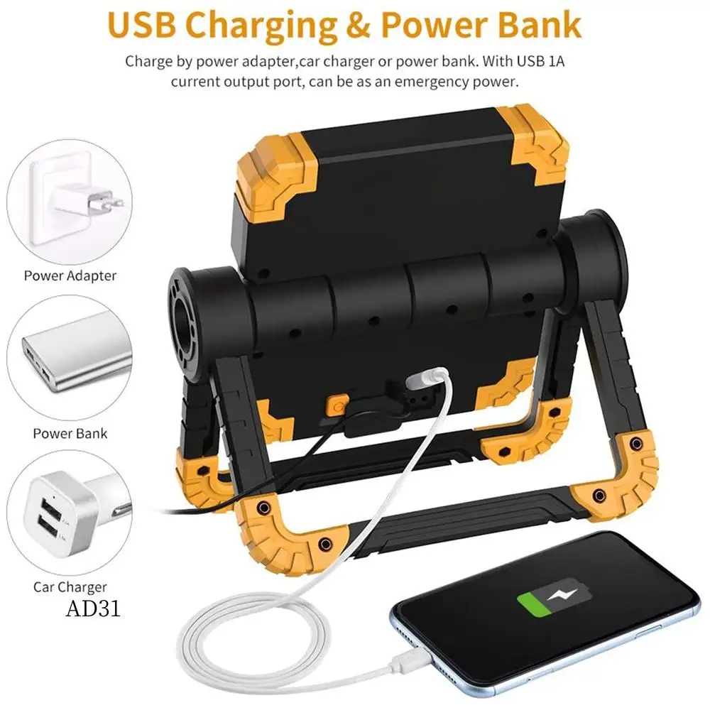 New-LED Work Light Rechargeable Portable - Folding Hyper Tough Working Lamp With Flood Light Stand For Outdoor Camping 
New-LED Work Light Rechargeable Portable - Folding Hyper Tough Working Lamp With Flood Light Stand For Outdoor Camping