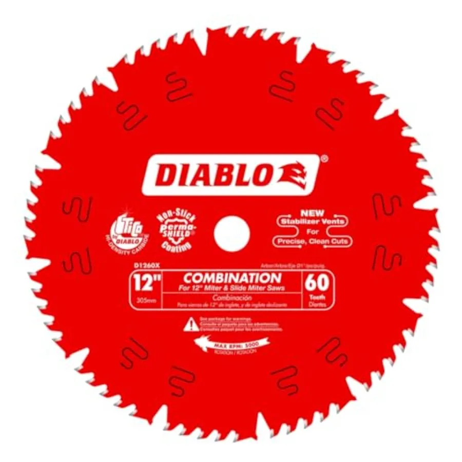 Saw Blade for Wood - meter 60 Comb Teeth 1" Arbor .118" Kerf 15° Hook Angle .071" Plate 6 000 Max RPM - D1260X
Saw Blade for Wood - meter 60 Comb Teeth 1" Arbor .118" Kerf 15° Hook Angle .071" Plate 6 000 Max RPM - D1260X