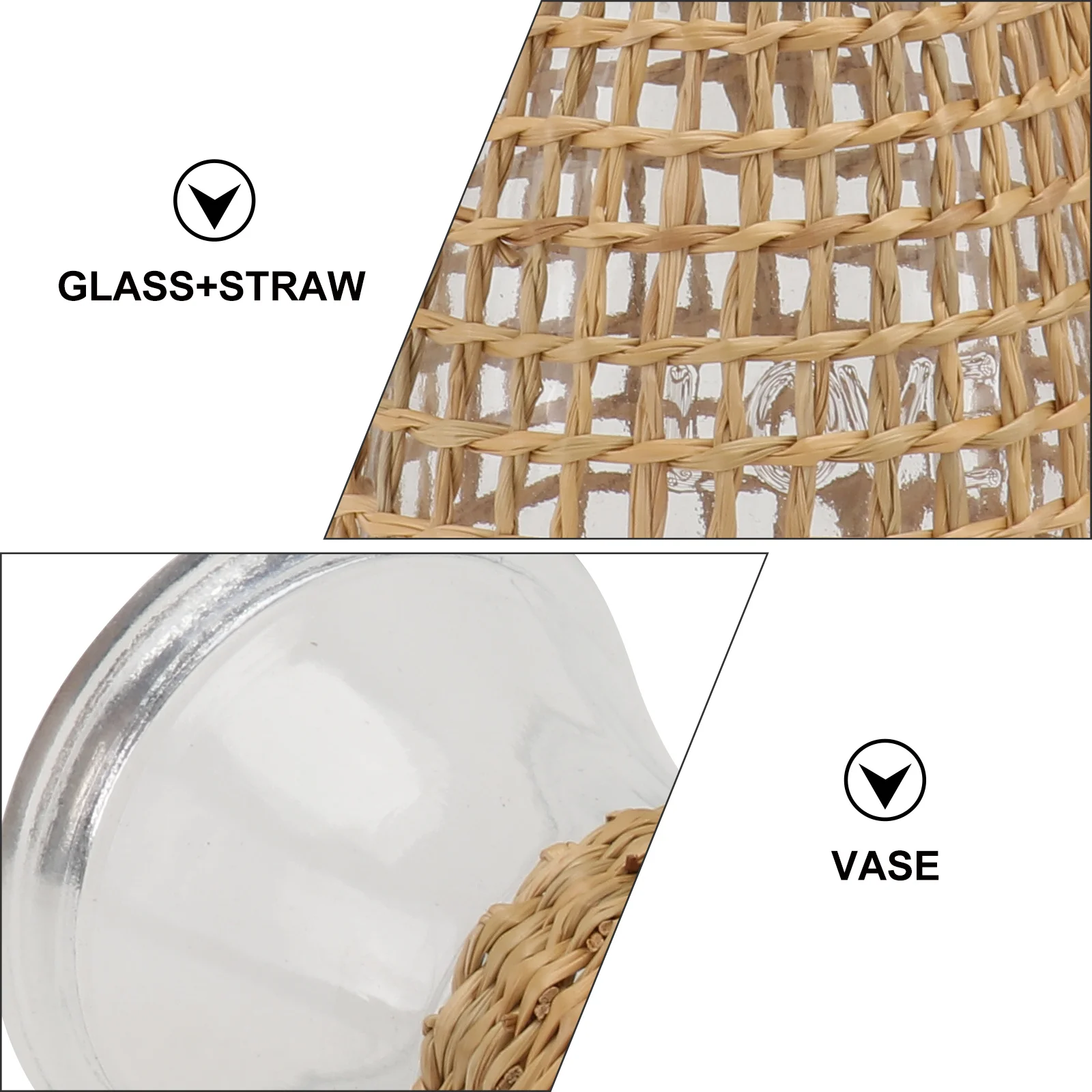 1Pcs Straw Woven Glass Vase Exquisite Craft Creative Desktop Flower Arrangement Container Decorative Vase Flower Container 
1Pcs Straw Woven Glass Vase Exquisite Craft Creative Desktop Flower Arrangement Container Decorative Vase Flower Container