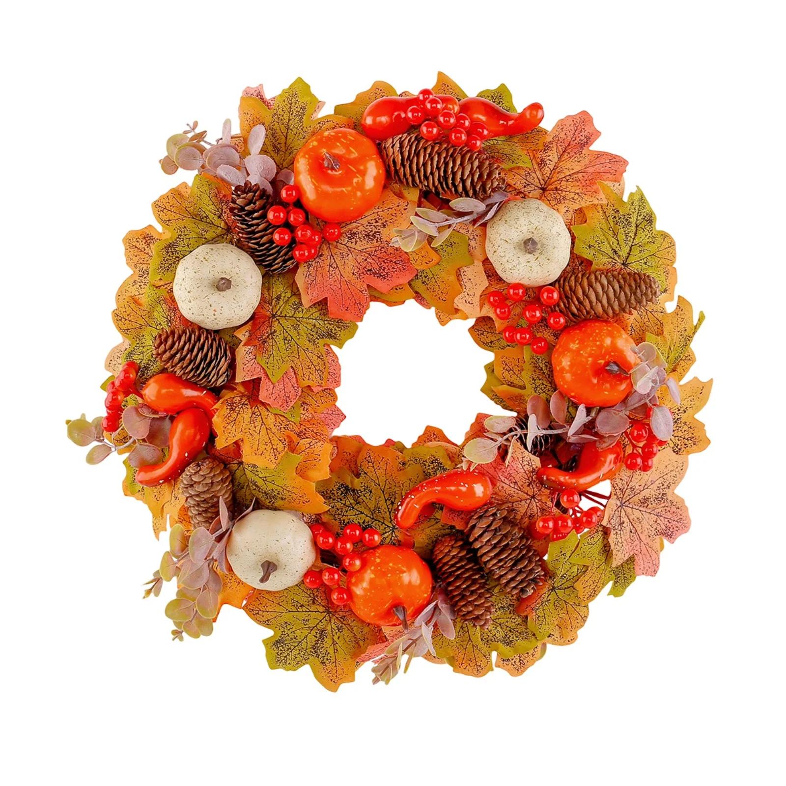 Autumn door garland, Halloween Christmas decoration, pumpkin berry pine fir maple leaf handmade pendant, 48 cm diameter
Autumn door garland, Halloween Christmas decoration, pumpkin berry pine fir maple leaf handmade pendant, 48 cm diameter