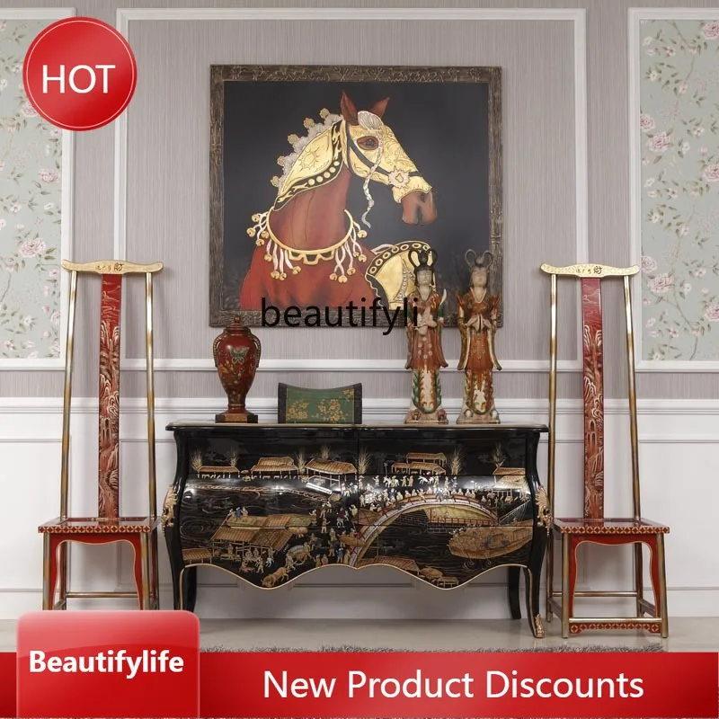 K46 New Chinese Style Gold Foil Painted Solid Wood Entrance Hall Decoration Furniture Display Cabinet
K46 New Chinese Style Gold Foil Painted Solid Wood Entrance Hall Decoration Furniture Display Cabinet