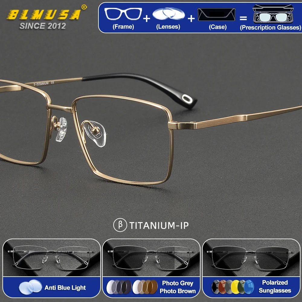 BLMUSA Men Business Anti Blue Light Reading Glasses High Quality Pure Titanium Square Prescription Myopia Photochromic Eyeware
BLMUSA Men Business Anti Blue Light Reading Glasses High Quality Pure Titanium Square Prescription Myopia Photochromic Eyeware