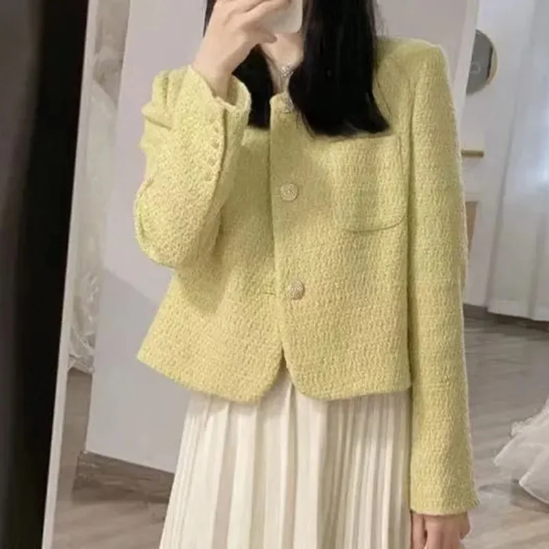 Spring Autumn Women Tweed Jacket New Mid-Aged High quality Long Sleeve Single-Breasted Lady Short Elegant Wool Coat Female E4888
Spring Autumn Women Tweed Jacket New Mid-Aged High quality Long Sleeve Single-Breasted Lady Short Elegant Wool Coat Female E4888
