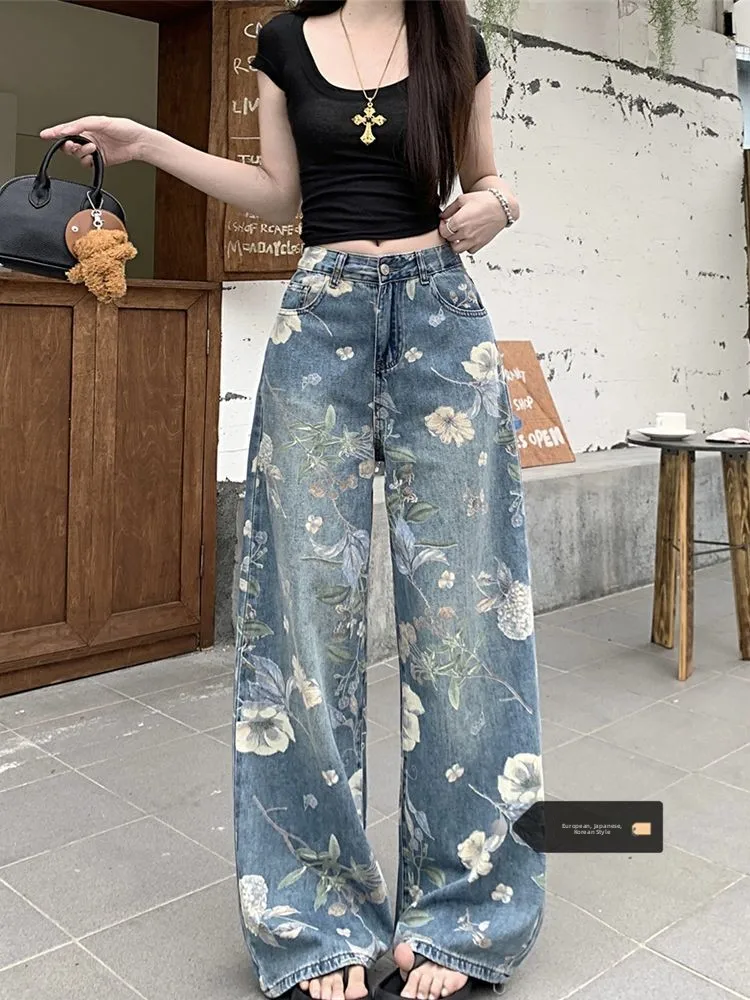 High Waist Distressed American Retro Print Denim Jeans Women's Summer 2026 New Straight Leg Wide Leg Long Pants
High Waist Distressed American Retro Print Denim Jeans Women's Summer 2026 New Straight Leg Wide Leg Long Pants