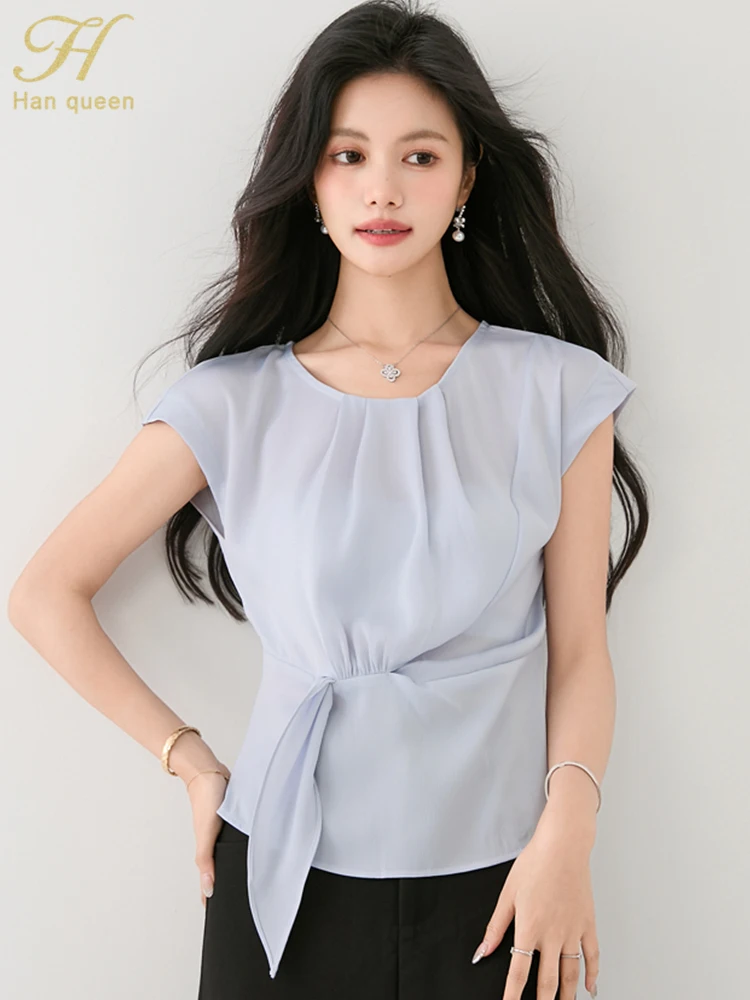 H Han Queen Summer Basic Satin Chiffon Shirt & Blouse Office Vintage Top Loose Casual Short Sleeve Blouses Korean Woman Clothing
H Han Queen Summer Basic Satin Chiffon Shirt & Blouse Office Vintage Top Loose Casual Short Sleeve Blouses Korean Woman Clothing