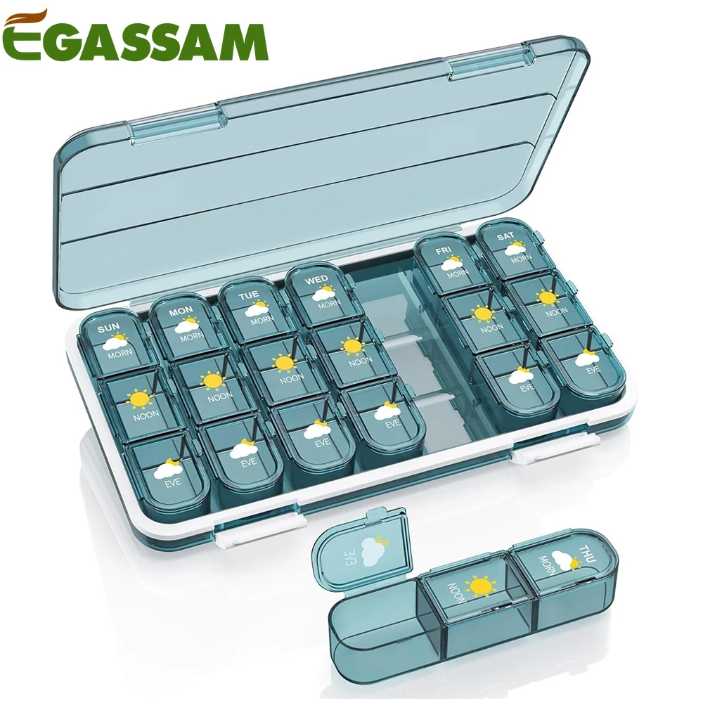 Weekly Pill Organizer 3/4 Times a Day, Pill Organizer Weekly, Big Compartment with Travel Case, Pill Box for Vitamin, Fish Oil
Weekly Pill Organizer 3/4 Times a Day, Pill Organizer Weekly, Big Compartment with Travel Case, Pill Box for Vitamin, Fish Oil