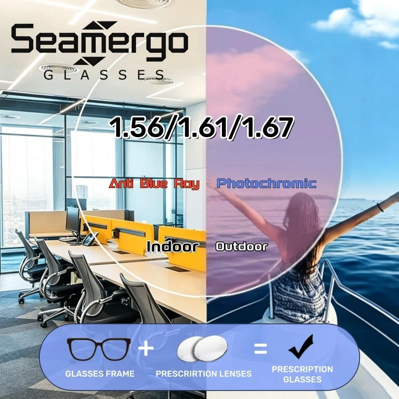 SEAMERGO 1.56/1.61/1.67 Photochromic Prescription Lens with Box Provide You with Personalized-made Glasses Hyperopia Myopia
SEAMERGO 1.56/1.61/1.67 Photochromic Prescription Lens with Box Provide You with Personalized-made Glasses Hyperopia Myopia