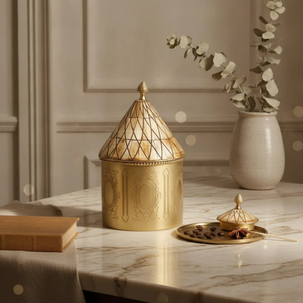 Ornate Brass Canister Gold-Toned Decorative Brass Jar Embossed Floral Container Tabletop Display House Decoration for Storage
Ornate Brass Canister Gold-Toned Decorative Brass Jar Embossed Floral Container Tabletop Display House Decoration for Storage