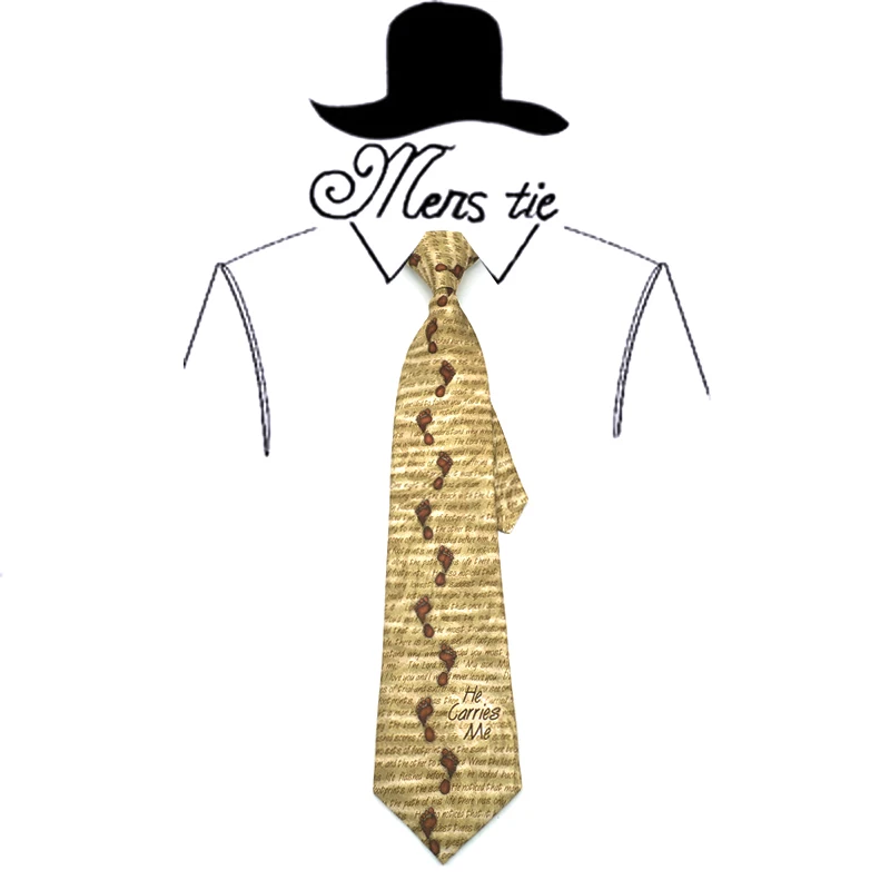 New 95MM Wide Men's Religious Footprint Tie He Carries Me Christian Bible Verse Necktie for Church Sunday Worship Gift
New 95MM Wide Men's Religious Footprint Tie He Carries Me Christian Bible Verse Necktie for Church Sunday Worship Gift