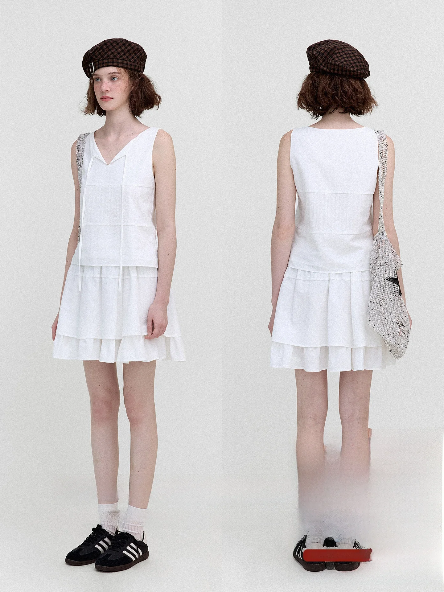 Nordic Retro Off-Shoulder V-Neck Tie-Detail Sleeveless Vest And Cake Skirt Set Women's Fashion Summer Outfit Cotton Blend
Nordic Retro Off-Shoulder V-Neck Tie-Detail Sleeveless Vest And Cake Skirt Set Women's Fashion Summer Outfit Cotton Blend