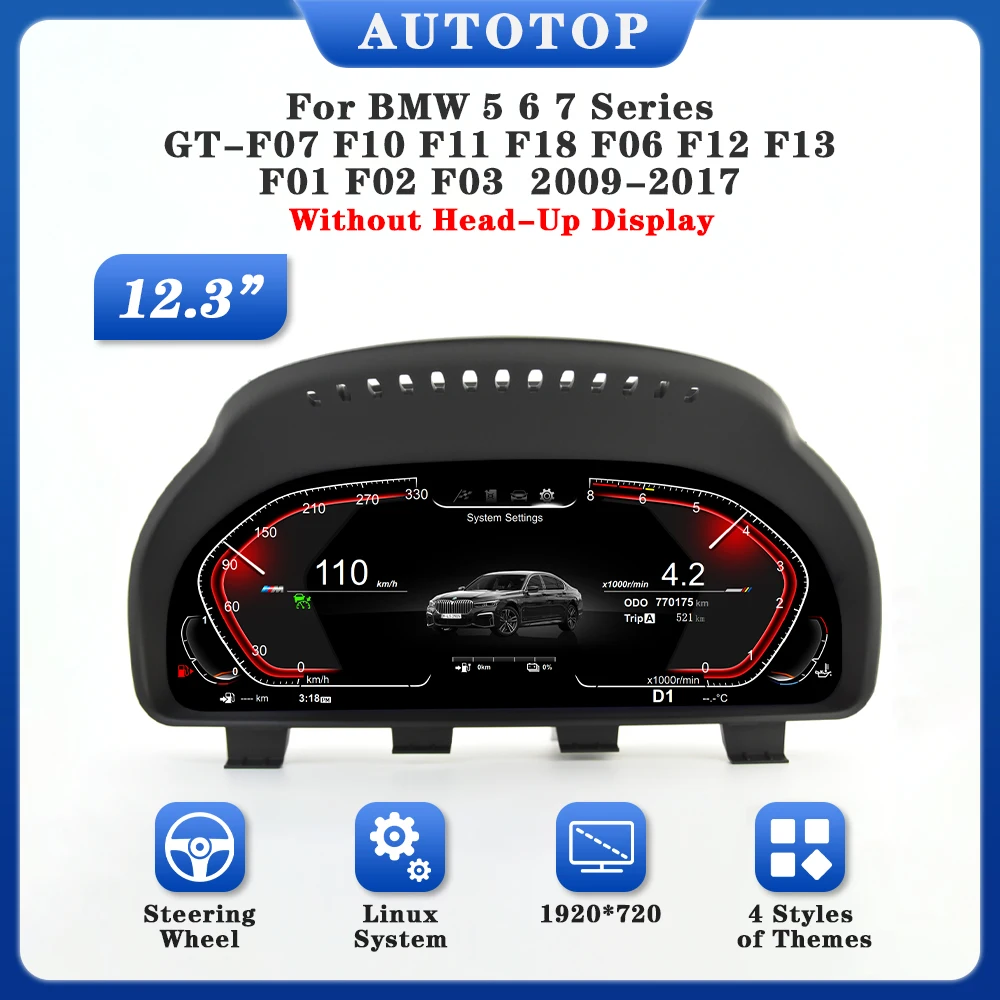 AUTOTOP 12.3" digital LCD speedometer Gauge Panels for 5 6 7 series F10 F11 F18 F06 F12 F13 F01 F02 F03 GT-F07 CIC NBT 2009-2016
AUTOTOP 12.3" digital LCD speedometer Gauge Panels for 5 6 7 series F10 F11 F18 F06 F12 F13 F01 F02 F03 GT-F07 CIC NBT 2009-2016