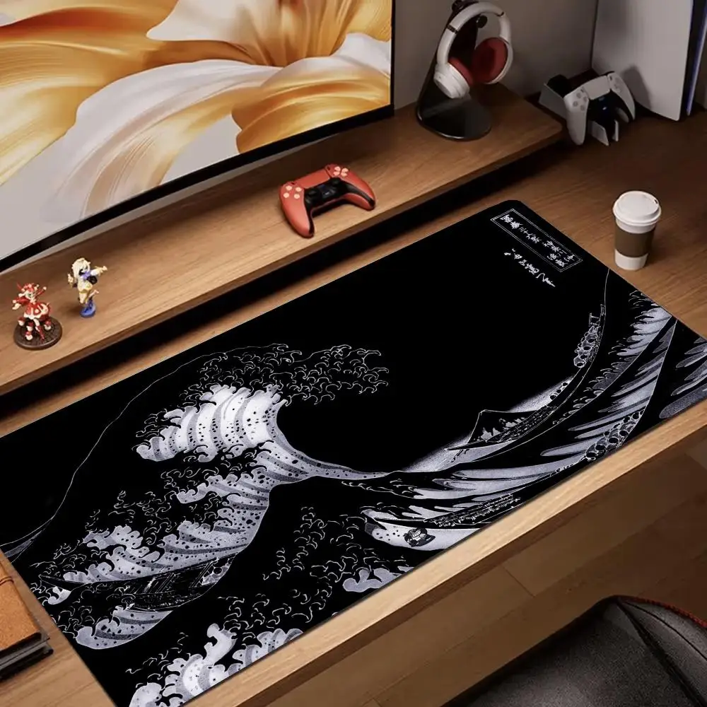 Black stain-resistant mouse pad Japanese wave art design desk mat gamer pc accessories expansion pads suitable for work and game
Black stain-resistant mouse pad Japanese wave art design desk mat gamer pc accessories expansion pads suitable for work and game