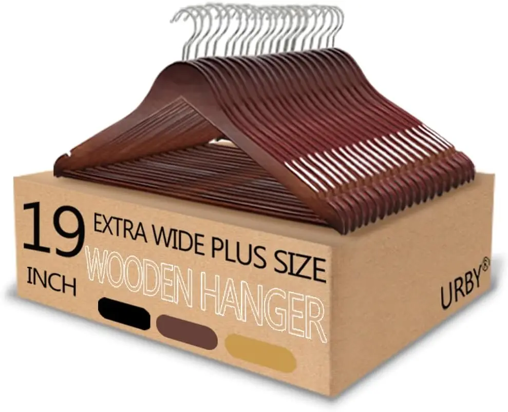 Extra Wide Wooden Hangers for Heavy Coats & Dresses, 19 Inch, Set of 20, Walnut
Extra Wide Wooden Hangers for Heavy Coats & Dresses, 19 Inch, Set of 20, Walnut