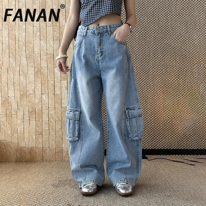 FANAN Spring Summer New Vintage Workwear Style Pocket Symmetry Patchwork Jeans Loose Washed Long Pants For Women Streetwise
FANAN Spring Summer New Vintage Workwear Style Pocket Symmetry Patchwork Jeans Loose Washed Long Pants For Women Streetwise