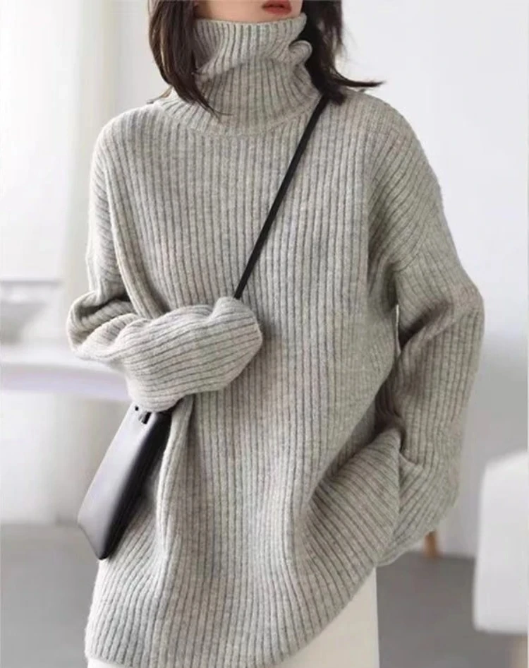 Korean Style Turtleneck Pullovers Autumn Winter Loose Casual Warm Knitted Sweater Long Sleeve Solid
Korean Style Turtleneck Pullovers Autumn Winter Loose Casual Warm Knitted Sweater Long Sleeve Solid