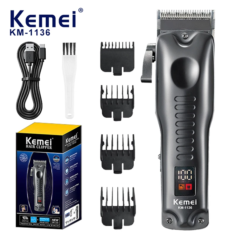 Kemei KM-1136 Electric Hair Clipper Digital Display Electric Push Clipper Home USB Charging Hair Clipper Hair Clipper
Kemei KM-1136 Electric Hair Clipper Digital Display Electric Push Clipper Home USB Charging Hair Clipper Hair Clipper