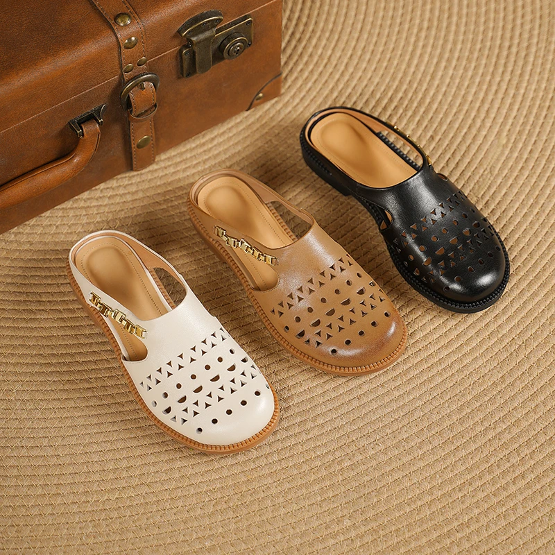 Handmade Genuine Leather Summer Fashion Mueller Slippers Woman Low Heel Soft Bottom Casual Shoes Breathable Mesh Shoes
Handmade Genuine Leather Summer Fashion Mueller Slippers Woman Low Heel Soft Bottom Casual Shoes Breathable Mesh Shoes