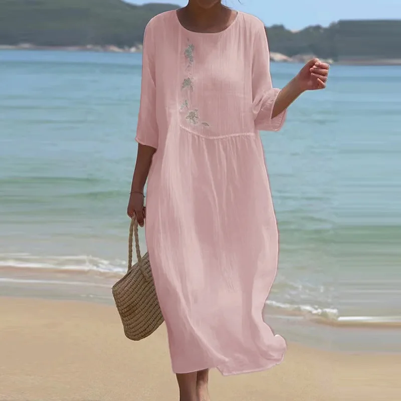 Summer Fashion O Neck Women Boho Long Dress Casual Half Sleeve Loose Pullover Dress Female Vintage Patchwork Pleat Beach Dresse
Summer Fashion O Neck Women Boho Long Dress Casual Half Sleeve Loose Pullover Dress Female Vintage Patchwork Pleat Beach Dresse