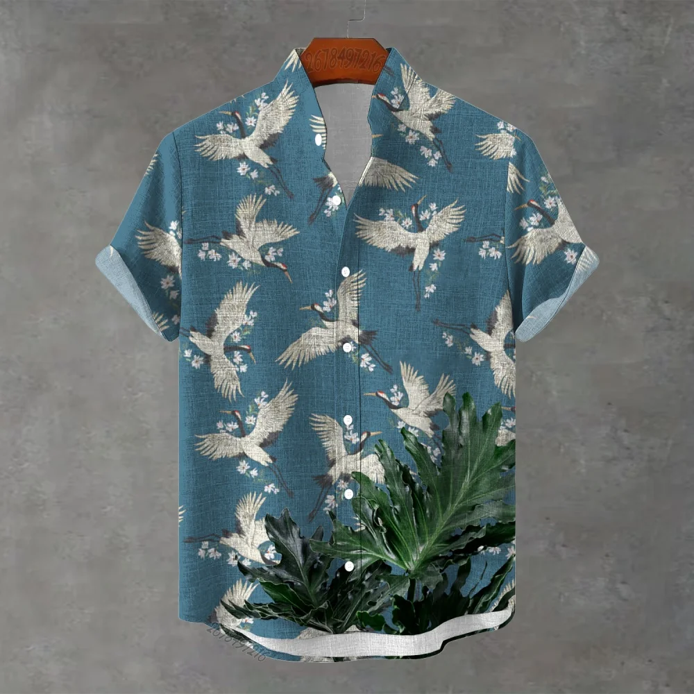 Summer men's Chinese stand-collar short-sleeved shirt retro crane print loose casual holiday cardigan national style shirt
Summer men's Chinese stand-collar short-sleeved shirt retro crane print loose casual holiday cardigan national style shirt