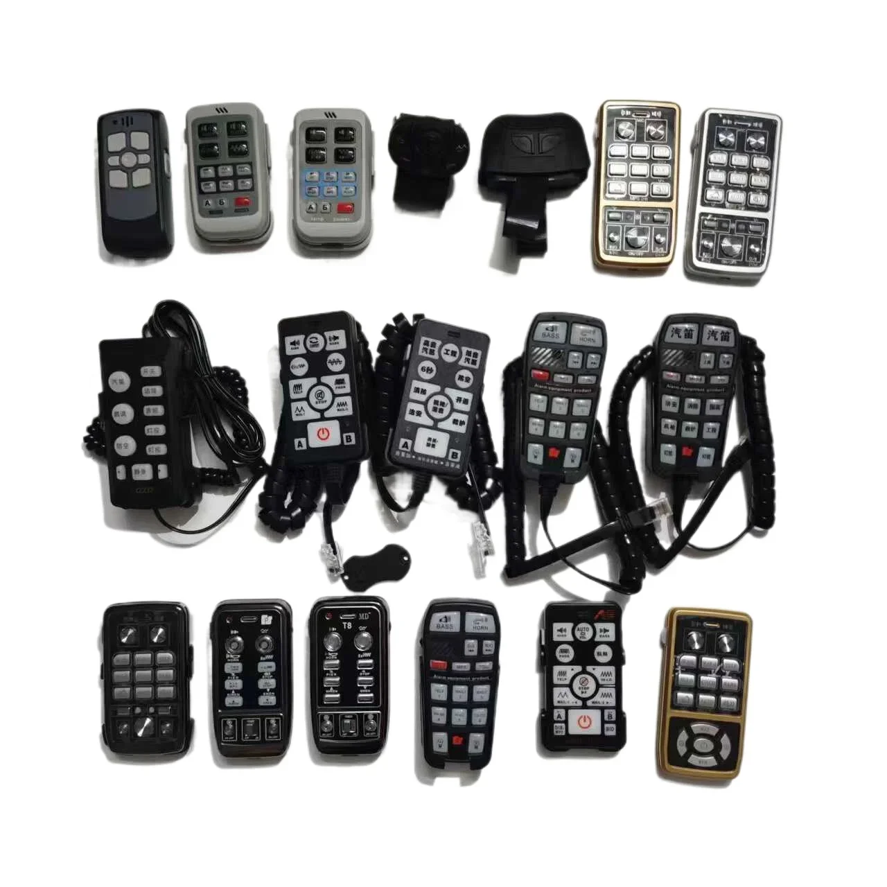 Car alarm, loudspeaker, single remote control, wireless remote control, siren horn, host handle, wired remote control
Car alarm, loudspeaker, single remote control, wireless remote control, siren horn, host handle, wired remote control