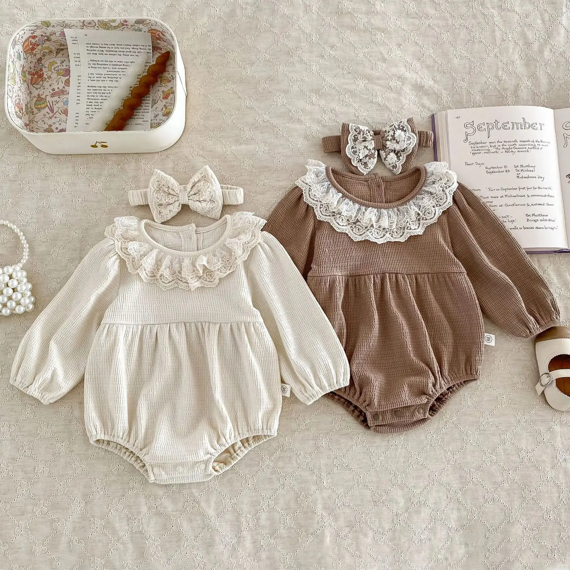 Baby Girls Clothes Toddler Autumn Winter Long Sleeve Lace Romper With Headwear For Infant Homewear Jumpsuit Baptism Overall
Baby Girls Clothes Toddler Autumn Winter Long Sleeve Lace Romper With Headwear For Infant Homewear Jumpsuit Baptism Overall