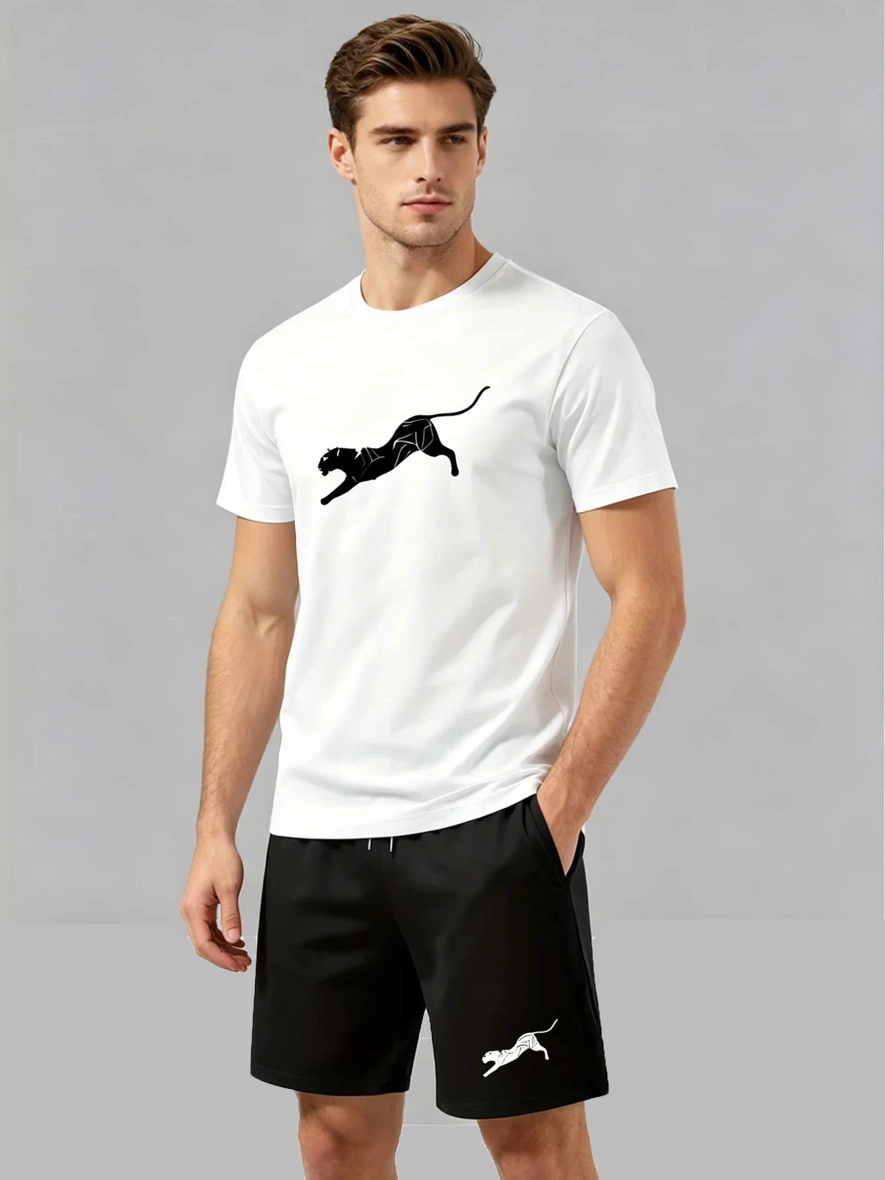 2 pcs Men's Summer Leopard Sports Suit Breathable Quick Drying Fitness T-shirt and Shorts Mesh Clothes For Gym Man Daily Wear
2 pcs Men's Summer Leopard Sports Suit Breathable Quick Drying Fitness T-shirt and Shorts Mesh Clothes For Gym Man Daily Wear