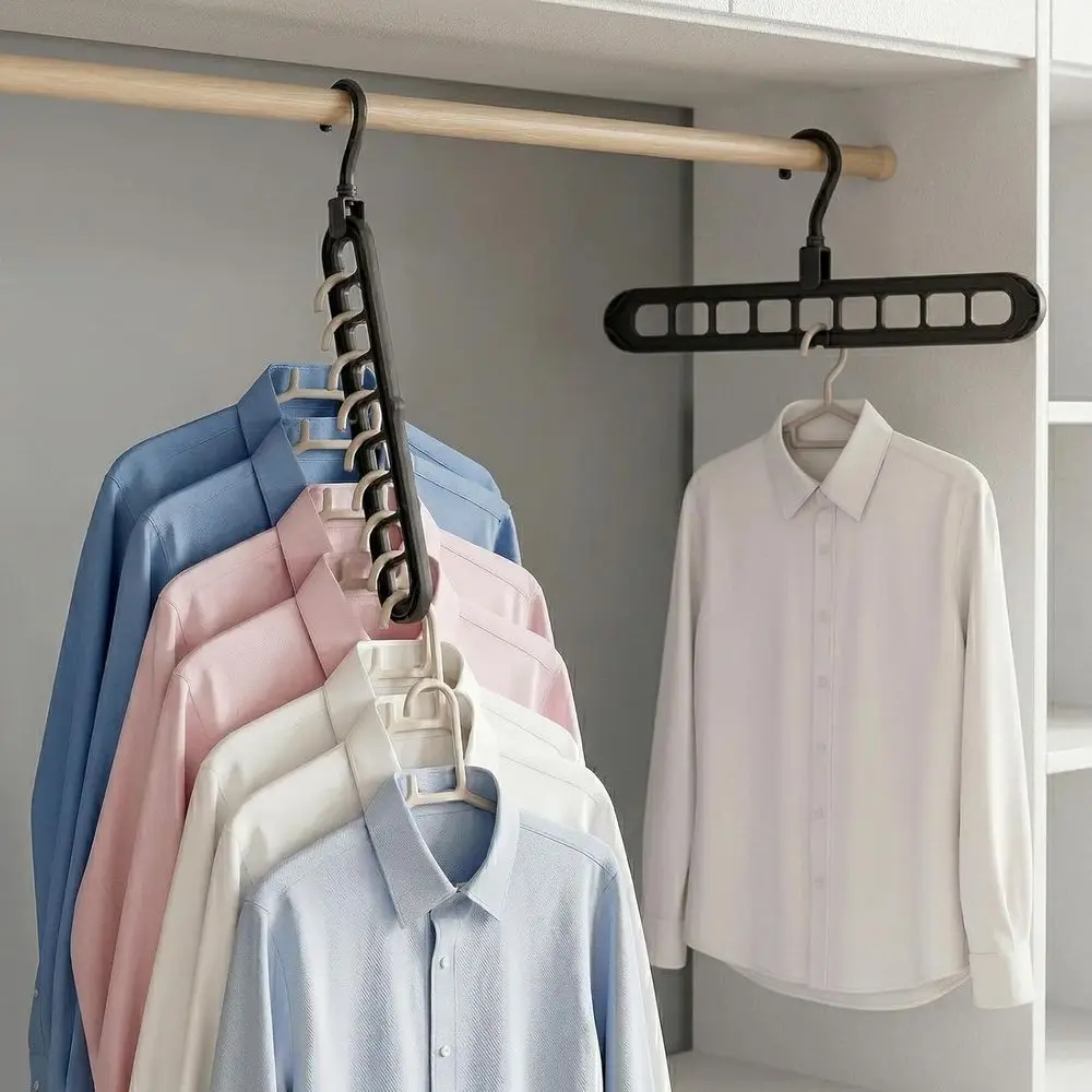 Space-Saving Plastic Clothes Hanger Organizer, Stackable for Closet Storage, Black
Space-Saving Plastic Clothes Hanger Organizer, Stackable for Closet Storage, Black