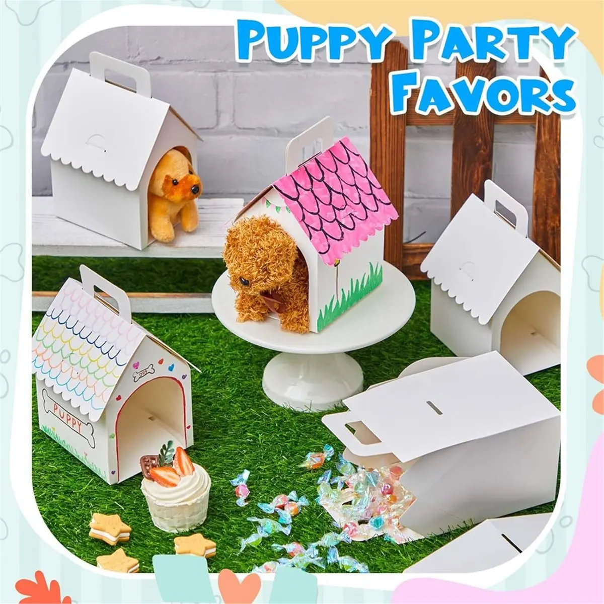 AT16 24 Pcs Dog Party Favors Boxes Dog House Shaped Treat Gift Boxes with Holes Foldable with Handle for Christmas Puppy
AT16 24 Pcs Dog Party Favors Boxes Dog House Shaped Treat Gift Boxes with Holes Foldable with Handle for Christmas Puppy