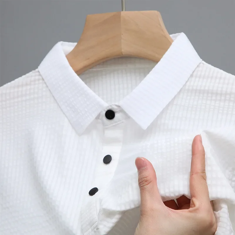 Summer New Men's Lop-up Hollow Short-sleeved Polo Shirt Ice Silk Breathable Business Fashion T-Shirt Male Brand Clothes
Summer New Men's Lop-up Hollow Short-sleeved Polo Shirt Ice Silk Breathable Business Fashion T-Shirt Male Brand Clothes