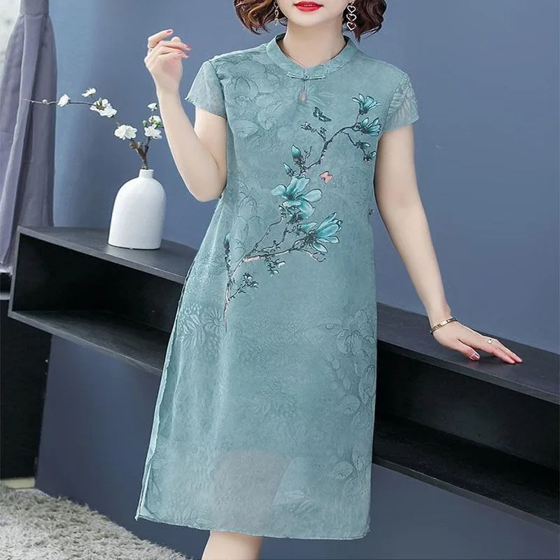 Ethnic Style Dress, Cheongsam Improved Version 2026 Summer Young Model, Mother, Middle-aged and Elderly, Wide Too Chiffon Skirt
Ethnic Style Dress, Cheongsam Improved Version 2026 Summer Young Model, Mother, Middle-aged and Elderly, Wide Too Chiffon Skirt