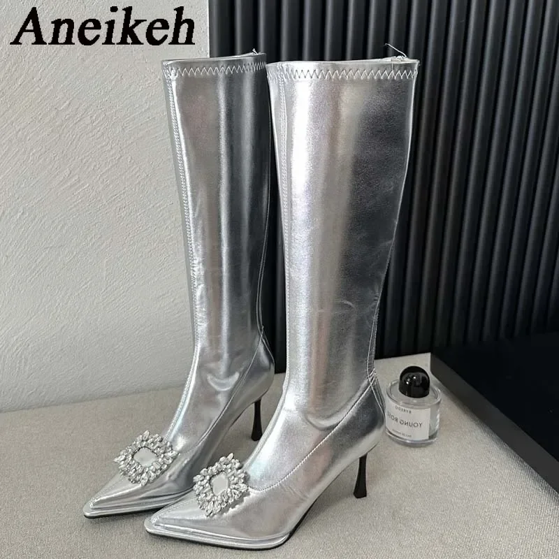Aneikeh/2024, новые осенние блестящие ботинки из искусственной кожи, однотонная женская обувь с острым носком, женские сапоги до колена на тонком каблуке для отдыха, элегантные сапоги до колена на молнии
Aneikeh/2024, новые осенние блестящие ботинки из искусственной кожи, однотонная женская обувь с острым носком, женские сапоги до колена на тонком каблуке для отдыха, элегантные сапоги до колена на молнии