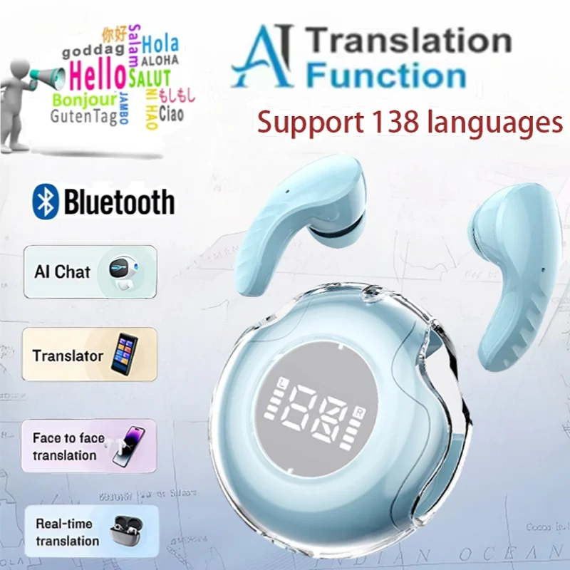 Earphones wireless bluetooth AI translation earbuds real time call Portable multifunction touch gaming headphones for running
Earphones wireless bluetooth AI translation earbuds real time call Portable multifunction touch gaming headphones for running