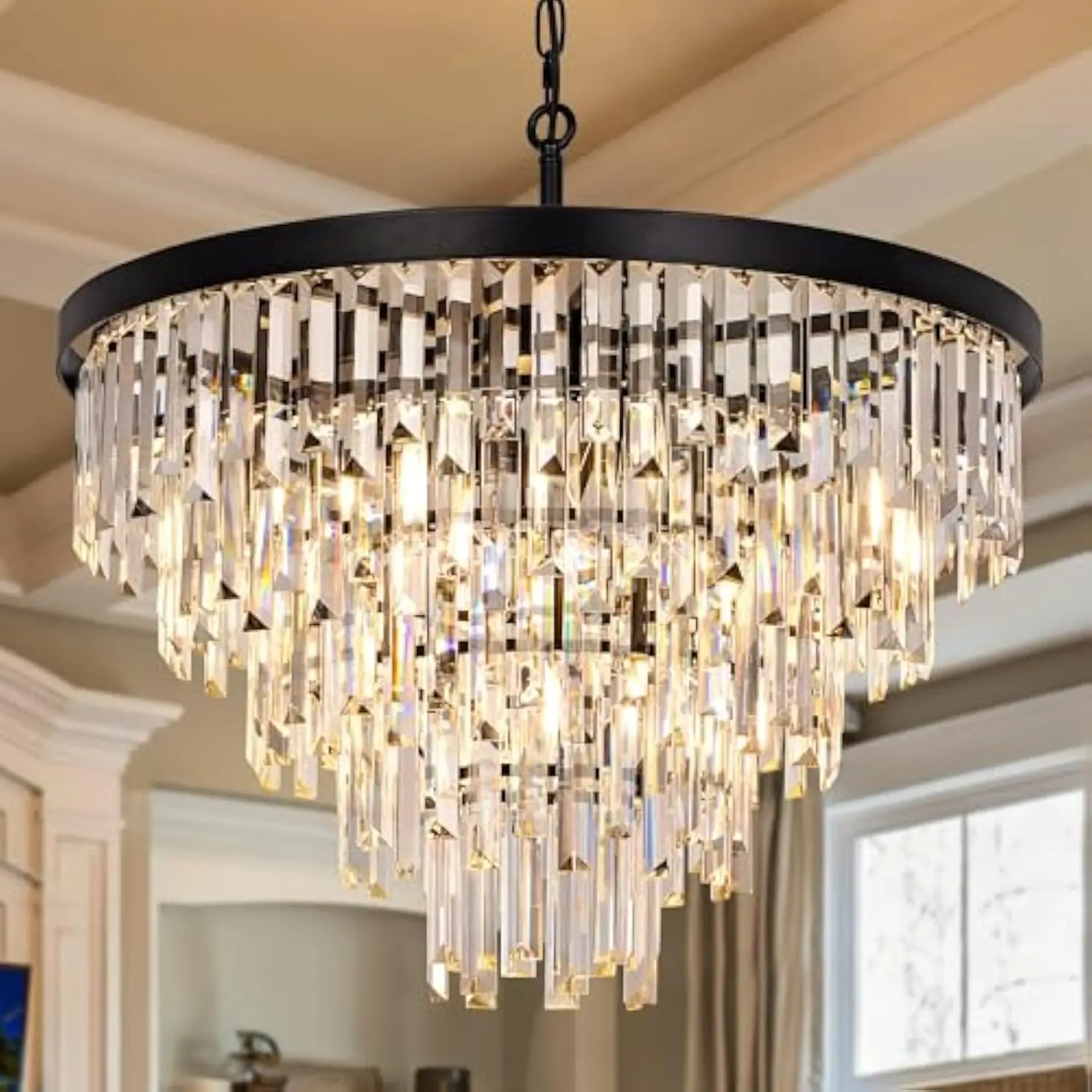 Black Crystal Chandelier, 5 Tiers Modern Chandelier for Dining Room, 24in Round Farmhouse Hanging Light Fixture for Living Roo
Black Crystal Chandelier, 5 Tiers Modern Chandelier for Dining Room, 24in Round Farmhouse Hanging Light Fixture for Living Roo