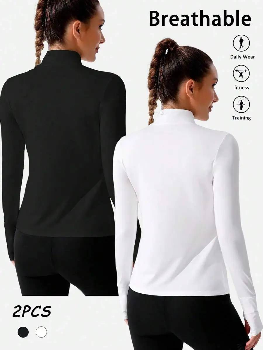 2pcs Women Breathable Slim Fit Long Sleeve Turtleneck Workout Top
2pcs Women Breathable Slim Fit Long Sleeve Turtleneck Workout Top