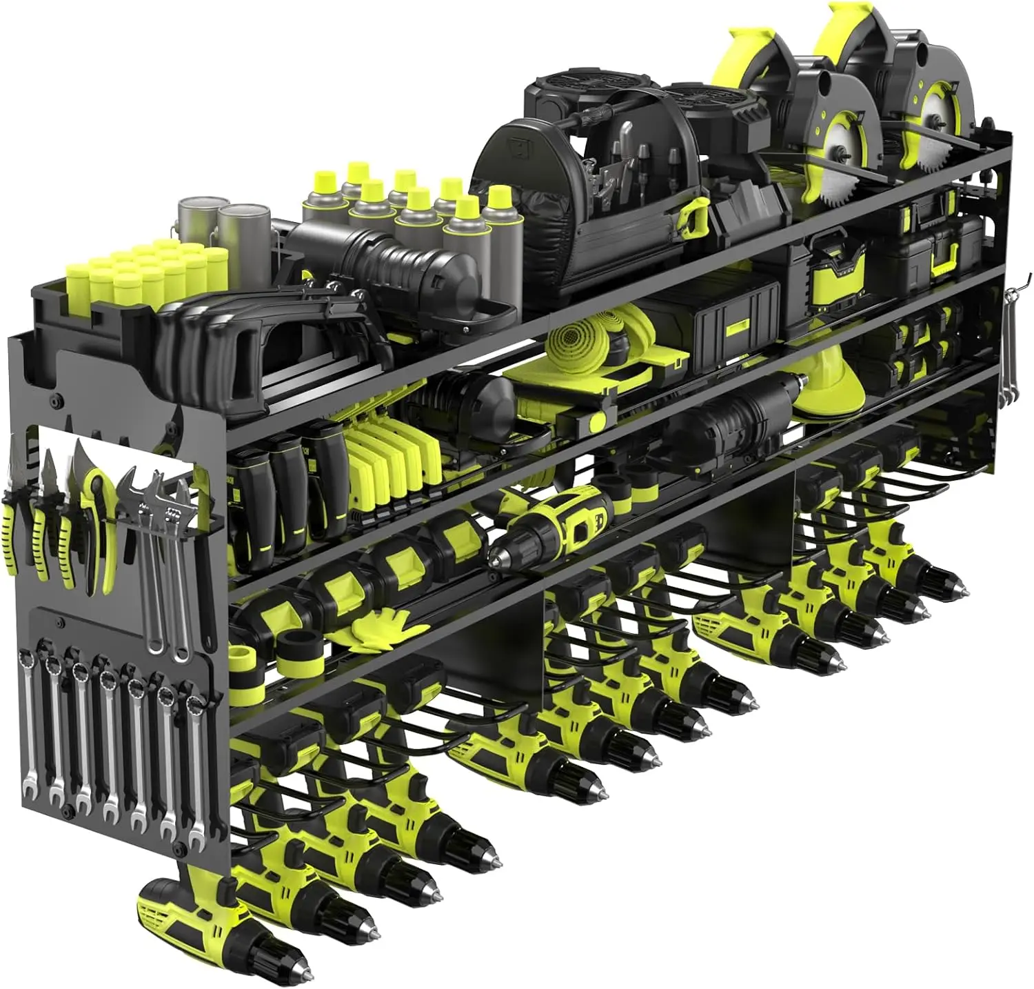Heavy Duty Metal Wall Mount Tool Organizer with 12 Drill Holders, Adjustable 4-Layer Garage Storage Rack for Men
Heavy Duty Metal Wall Mount Tool Organizer with 12 Drill Holders, Adjustable 4-Layer Garage Storage Rack for Men