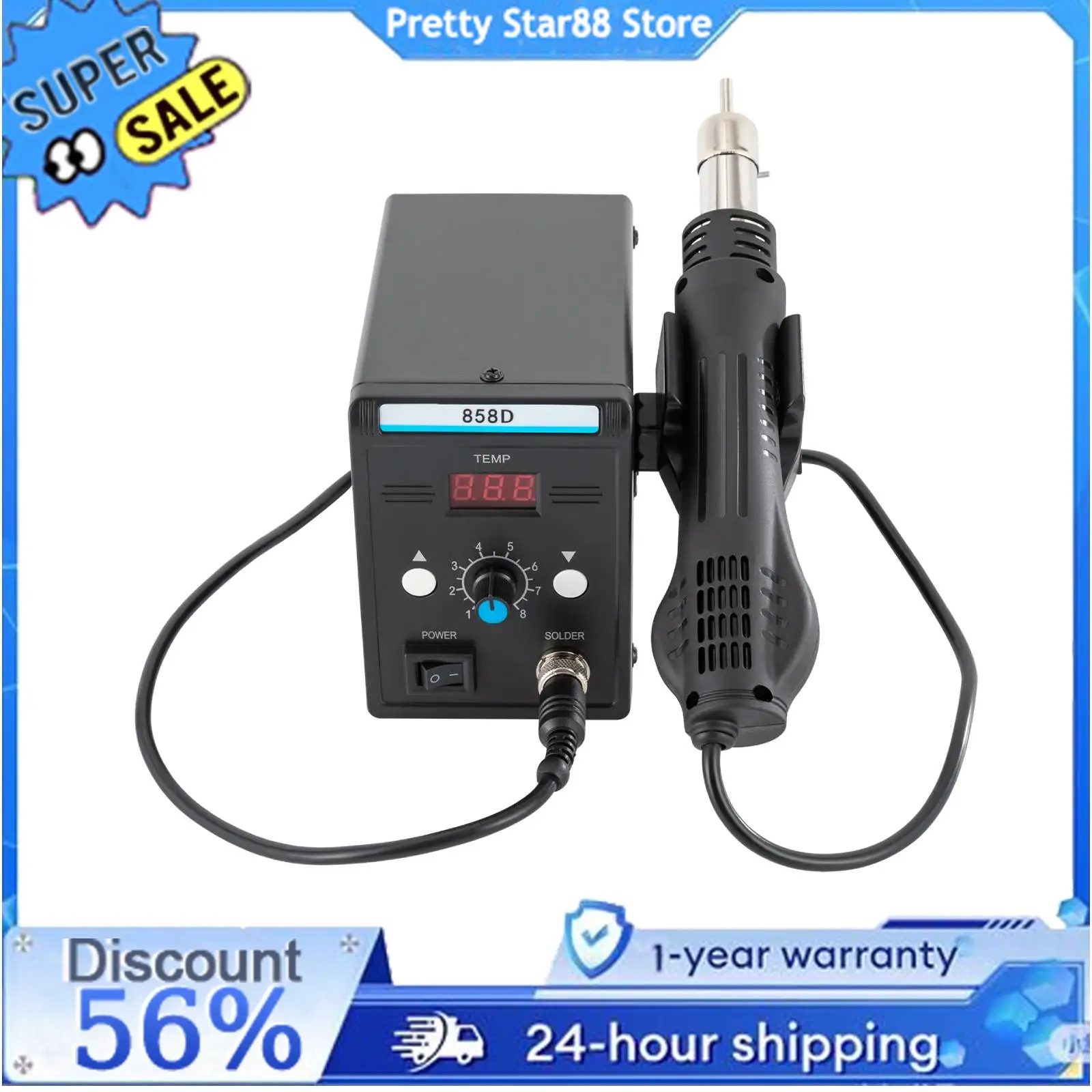700W Hot Air Rework SMD Soldering Station with Heat Gun Set Repair Station LED Screen Display for Electronics Repairs
700W Hot Air Rework SMD Soldering Station with Heat Gun Set Repair Station LED Screen Display for Electronics Repairs