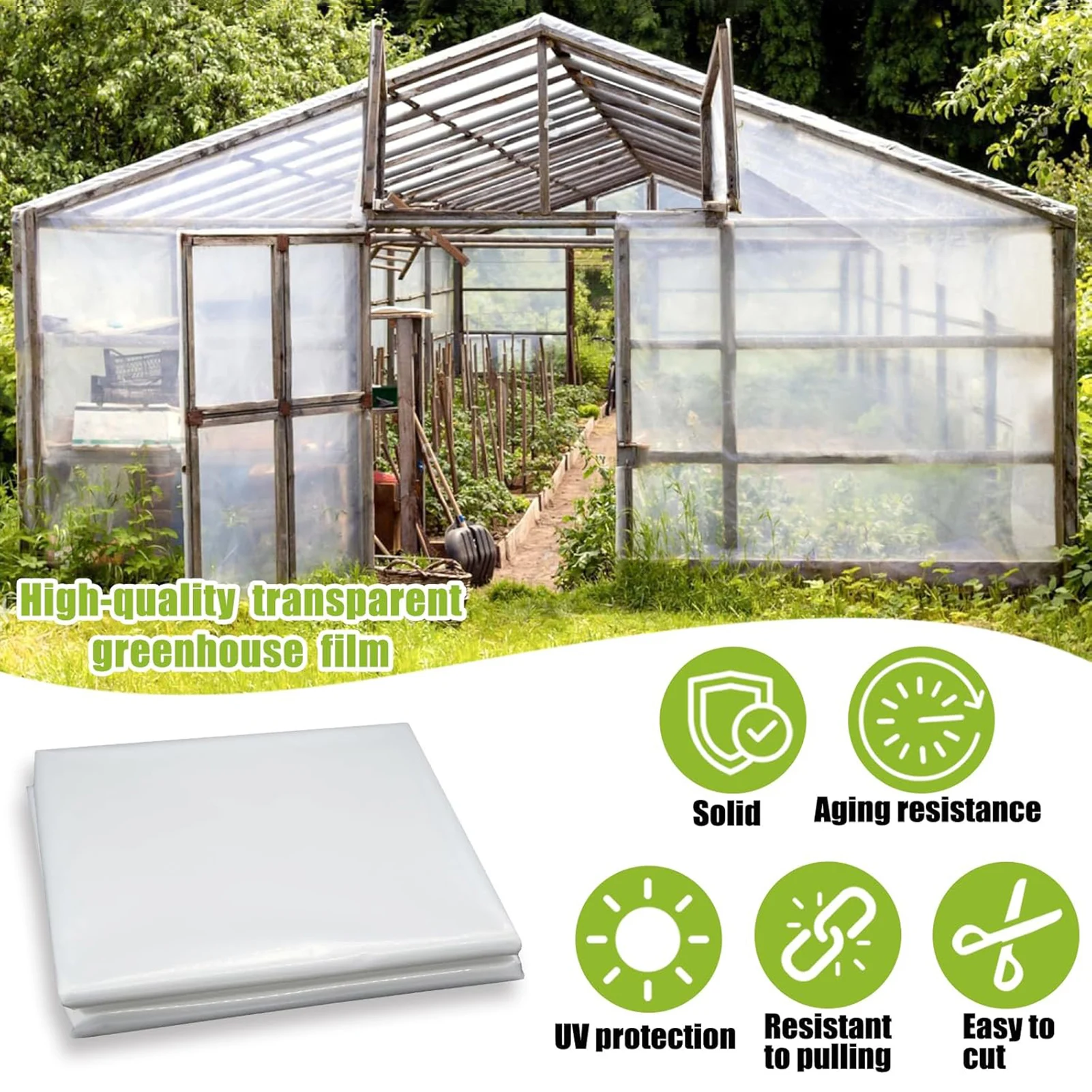 Transparent Greenhouse Plastic Film 2x10m Polyethylene Cover Frost Protection Thermal Insulation For Plant Growing Garden Use
Transparent Greenhouse Plastic Film 2x10m Polyethylene Cover Frost Protection Thermal Insulation For Plant Growing Garden Use