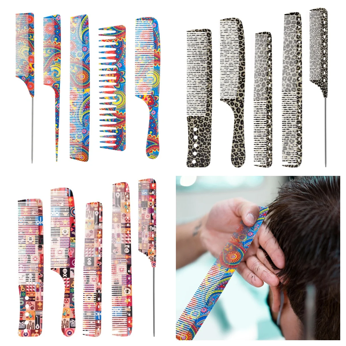 5Pcs Set Fancy Pattern Professional Hair Combs Barber Hairdressing Hair Cutting Brush Anti-static Tangle Salon Hair Care Styling
5Pcs Set Fancy Pattern Professional Hair Combs Barber Hairdressing Hair Cutting Brush Anti-static Tangle Salon Hair Care Styling