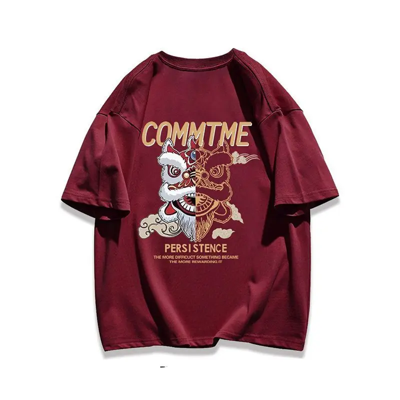 Chinese style lion dance design sense printing summer new men's and women's pure cotton 2024 Guochao loose short-sleeved T-shirt
Chinese style lion dance design sense printing summer new men's and women's pure cotton 2024 Guochao loose short-sleeved T-shirt