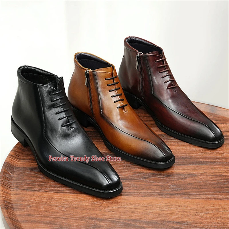 British Style Men's High Top Shoes Handmade Genuine Leather Pointed Toe Zipper Ankle Boots Wedding Party Business Dress Shoes
British Style Men's High Top Shoes Handmade Genuine Leather Pointed Toe Zipper Ankle Boots Wedding Party Business Dress Shoes